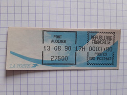 Pont Audemer 27500 - 13-08-90 - G02 PC27467 Tarif 3.80 - Encre Noire - 1988 Type « Comète »