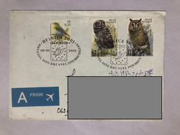 Belgum Posted Cover Sent To China With Stamps,2001 owl - Briefe U. Dokumente