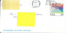 USA Aerogramme Sent To Denmark 9-12-1988 - 1981-00