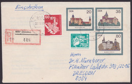 U 2, Orts-R-Brief "Dresden", 2.10.90, Zusatzfrankatur - Enveloppes - Oblitérées