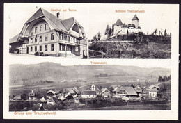 1911 Mit Bahnpost Gelaufene AK: Gruss Aus Trachselwald. Mit Gasthof Zur Tanne. Stempel Ramsei-Sumiswald-Huttwil Bahnpost - Huttwil