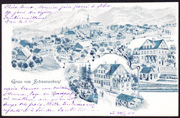 1904 Gelaufene AK: Gruss Vom Schwarzenberg. 3 Bildrig. Mit Hotel Kreuz, Dependance Und Post. Nach Bern - Schwarzenberg