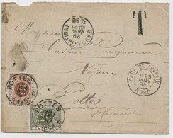 BELGIQUE - COB TAXE 4+6 SC RELAIS POTTES SUR LETTRE FRONTALIERE DE ROUBAIX (AVEC TRANSIT GAND !), 1898 - Lettres & Documents