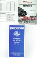 Horaire Trains (7 Volets Recto-verso). Ostende 1988/89 + Plan De La Ville. Lot De 2 Articles. - Europa