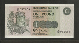 Écosse, 1 Pound Sterling, 1982-1991 "Sterling" Issues Clydesdale Bank PLC - 1 Pond