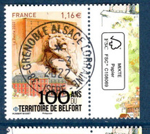 France 2022.Issu De La Mini Planche 100 Ans Du Territoire De Belfort. . Cachet Rond Gomme D'origine. - Used Stamps