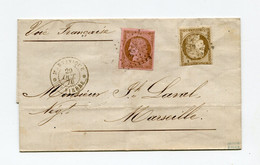 !!! LETTRE DE ST PIERRE - MARTINIQUE POUR MARSEILLE DE 1876 PAR VOIE FRANCAISE. TARIF A 40C, CACHET MARITIME ET TRANSITS - Cérès