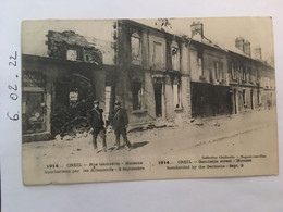 Cpa, Militaria, 1914, CREIL Rue De La République Maisons Bombardéess Par Les Allemands, 2 Septembre, éd Chalbrette, 60 - Creil