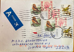 BELGIUM 2002, AIRMAIL COVER, USED TO INDIA, 8 MULTI STAMP, BIRD, KING,  DEERLIJK TOWN CANCEL - Briefe U. Dokumente