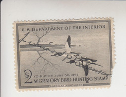 Verenigde Staten Scott Cataloog Duck Stamp RW23 Hoek Rechtsonder Kort - Duck Stamps