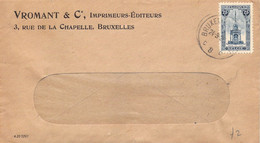 Lot De Deux Enveloppes COB 164 Sur Lettre - Obl 1920  à Bruxelles - Enveloppe Vromant Imprimeurs Editeurs - Brieven En Documenten