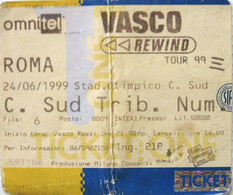 VASCO ROSSI Rewind Tour Biglietto Concerto Ticket Roma 1999 Stadio Olimpico - Tickets De Concerts