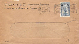 COB 164 Sur Lettre - Obl 1920  à Bruxelles - Enveloppe Vromant Imprimeurs Flamme Prenez Un Compte De Chèques Postaux - Targhette