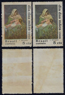 Brazil 1968 Stamp C-597 Mother's Day Painting By Henrique Bernardelli Maternity Mother Breastfeeding Color Shif Variant - Lettres & Documents