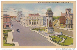 New York Syracuse Clinton Square Looking West 1946 Curteich - Syracuse