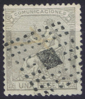 ESPAÑA Ø 138b. 1873 Alegoría De España. 1 Peseta Gris. Mat. Rombo Y Pluma. Leve Punto Claro - Oblitérés