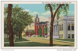 Nebraska Hastings Elm Avenue Hastings College Curteich - Hastings
