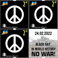 Finland 2022 No War! 24.02.22 The Black Day In History Help To Ukraine Peterspost Block Of 3 Stamps With Label Mint - Neufs