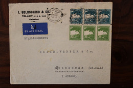 1938 Tel Aviv Heerbrugg Suisse Jerusalem LEVANT Cover Palestine Palästina Israel Cad Flamme Werbestpl Bande Triple X 2 - Palestina