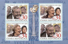 Czech Republic - 2022 - Czech Actors - Stella Zazvorkova And Jan Werich - Mint Miniature Stamp Sheet - Neufs