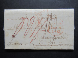 GB / England 31.1.1802 Isle Of Wight - Chateaugontier Roter Stempel Paid 1802 Faltbrief Mit Viel Inhalt / Viele Tax Verm - ...-1840 Prephilately