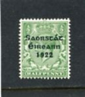 IRELAND/EIRE - 1922  FREE STATE 1/2 D  MINT  SG 52 - Neufs