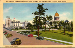 Idaho Boise Capitol Park Showing Hotel Boise Federal Building And State Capitol Building Curteich - Boise