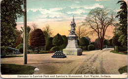 Indiana Fort Wayne Entrance To Lawton's Park And Lawton's Monument - Fort Wayne