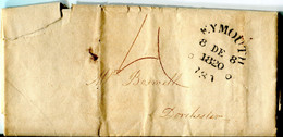 Great Britain - England 1820 Entire Letter Cover From Weymouth To Dorchester - Rated 4d - ...-1840 Precursores