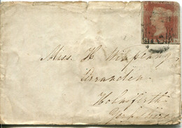Great Britain - England 1845 Cover Bolton To Huddersfield - 1d Red-brown On Blued Paper Imperf. - ...-1840 Precursores