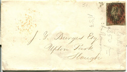 Great Britain - England 1854 Wrapper Cover To Slough - 1d Red-brown On Blued Paper Imperf. - ...-1840 Precursores