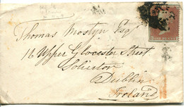 Great Britain - England 1854 Cover From Barnstaple To Dublin Ireland - 1d Red-brown On Blued Paper Perf. 16 - ...-1840 Precursores