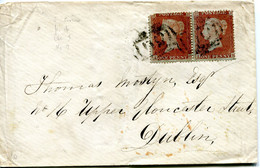 Great Britain - England 1854 Cover From Barnstaple To Dublin Ireland - 1d Red-brown On Blued Paper Perf. 16 Pair - ...-1840 Precursores