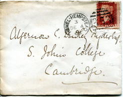 Great Britain - England 1866 Cover Hemel Hempstead To St Johns College, Cambridge - 1d Red - Plate 102 - Covers & Documents