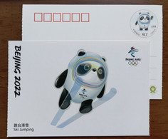Ski Jumping,Mascot Bing Dwen Dwen,Five Rings,China 2022 Beijing 2022 Winter Olympic Games Commemorative Pre-stamped Card - Winter 2022: Beijing