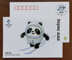 Cross-country Skiing,Mascot Bing Dwen Dwen,China 2022 Beijing 2022 Winter Olympic Games Commemorative Pre-stamped Card - Winter 2022: Beijing