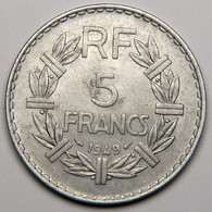 5 Francs Lavrillier, 1949, 9 Fermé, Aluminium - IV° République - 5 Francs