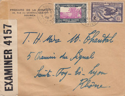 LETTRE. NOUVELLE CALEDONIE. 1 JUIN 1940. PROCURE DE LA MISSION. NOUMEA. POUR LYON. BANDE CENSURE   / 2 - Cartas & Documentos