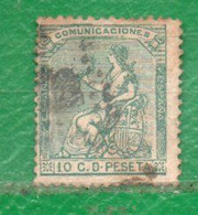 11 España 1873 Yvert 132 Usado V.F. 10 C.de Peseta TT: Escudos - Oblitérés