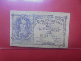 BELGIQUE 1 Franc 1916 Circuler (B.18) - 1-2 Francos