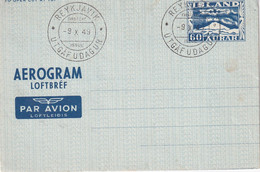 ISLANDE 1949    ENTIER POSTAL/GANZSACHE/POSTAL STATIONERY AEROGRAMME DE REYKJAVIK - Entiers Postaux