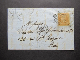 Frankreich 1864 Napoleon III. Michel Nr.20 EF Mit Sternstempel Paris Ortsbrief Mit Inhalt - 1862 Napoléon III