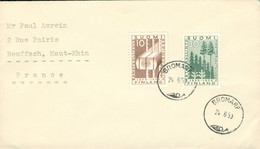Stamp Timbre Finlande Finland Bromarf SUOMI 1959 2 Timbres Sur Enveloppe - Gebraucht