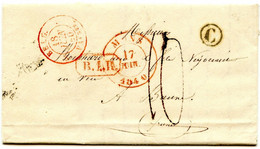 BELGIQUE - CAD MONS + BOITE C SUR LETTRE AVEC CORRESPONDANCE DE FRAMERIES POUR L A FRANCE, 1840 - Landpost (Ruralpost)