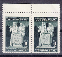 Yugoslavia Republic, Post-War Constitution 1945 Mi#488 I And II Pair, Mint Never Hinged - Unused Stamps