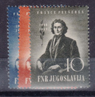 Yugoslavia Republic 1949 Mi#567-569 Mint Hinged - Nuevos