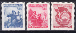 Yugoslavia Republic, 5 Years Of Macedonian Liberation 1949 Mi#572-574 Mint Hinged - Nuevos