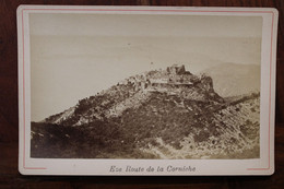 Photo 1880's EZE Route De La Corniche Tirage Sur PAPIER ALBUMINÉ CARTON Photographe VIALE Format Cabinet CDC Nice - Ancianas (antes De 1900)