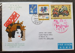 Japan Airlines The Inauguration Of Transpacific Route From Osaka 1968 Costume (cover) - Storia Postale