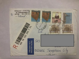 Poland Posted Cover Sent To China With Stamps,building - Briefe U. Dokumente